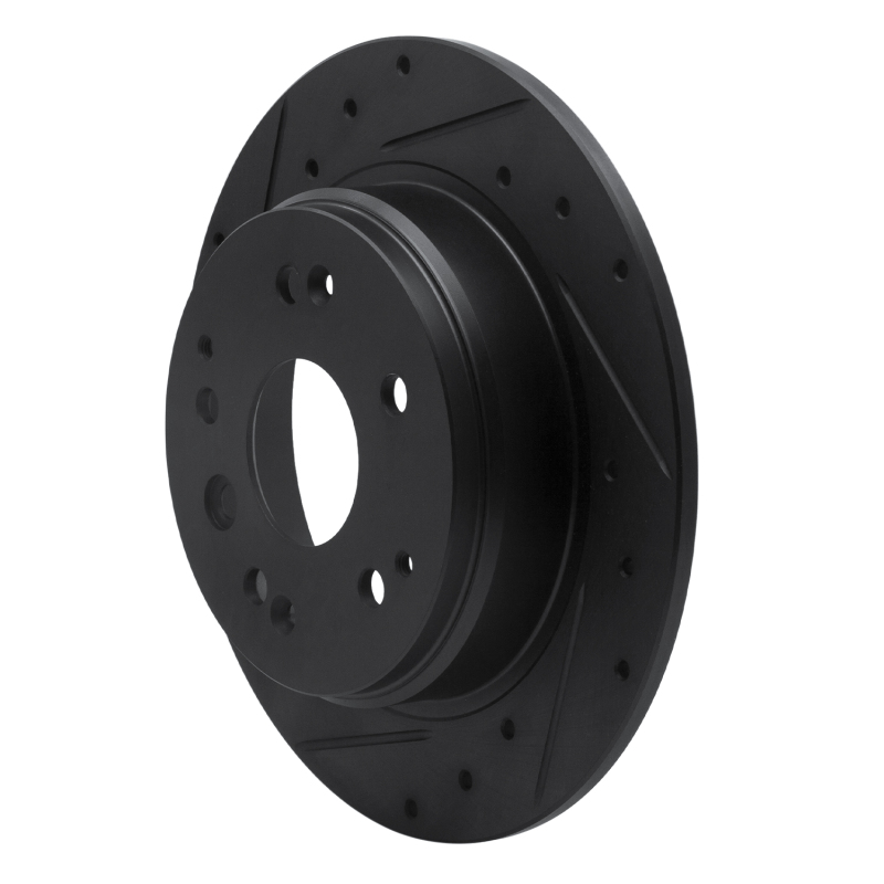 Picture of R1 99-11 Acura TL Rear Left Drilled & Slotted Black Brake Rotor