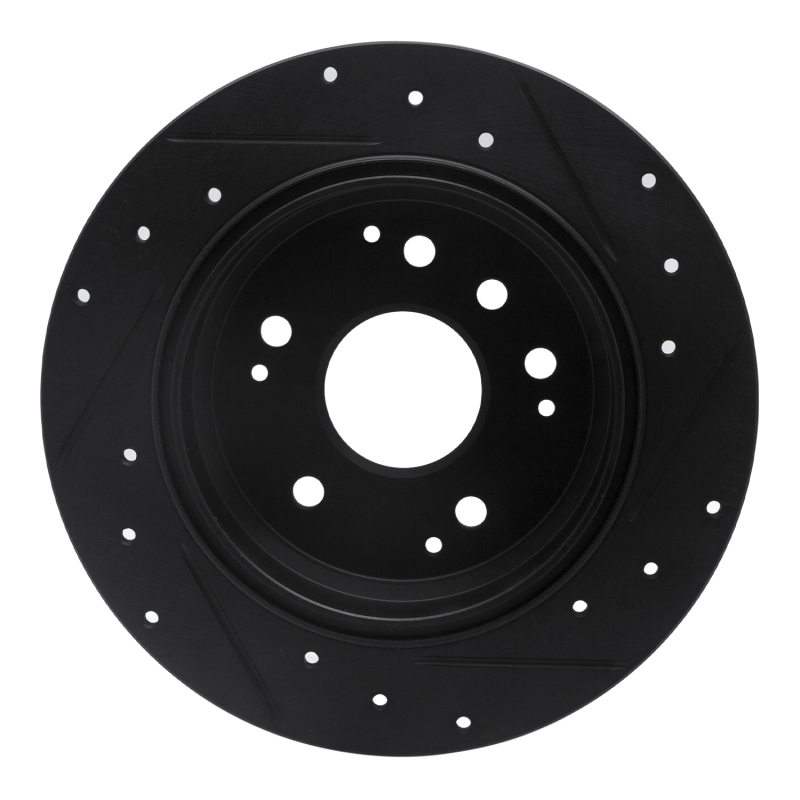 Picture of R1 99-11 Acura TL Rear Left Drilled & Slotted Black Brake Rotor