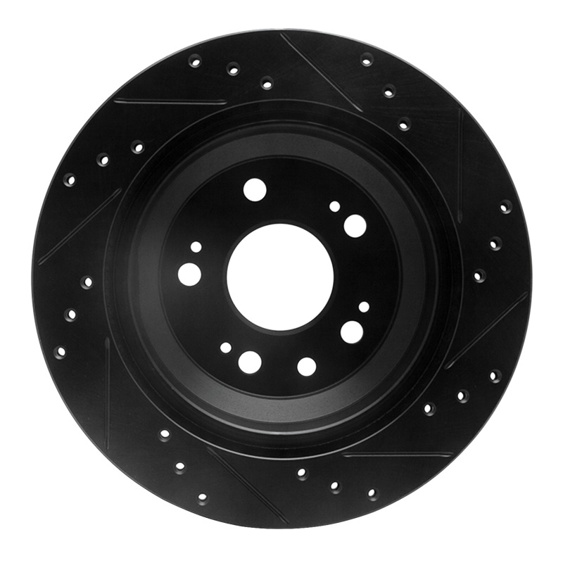 Picture of R1 05-12 Acura RL Rear Left Drilled & Slotted Black Brake Rotor
