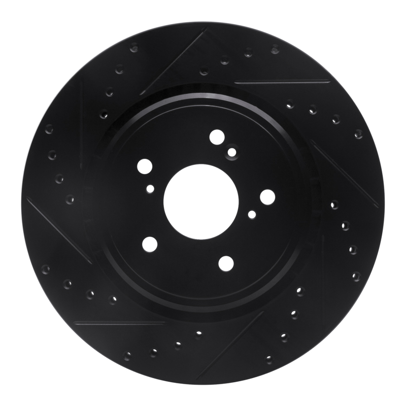 Picture of R1 14-20 Acura TLX Front Left Drilled & Slotted Black Brake Rotor