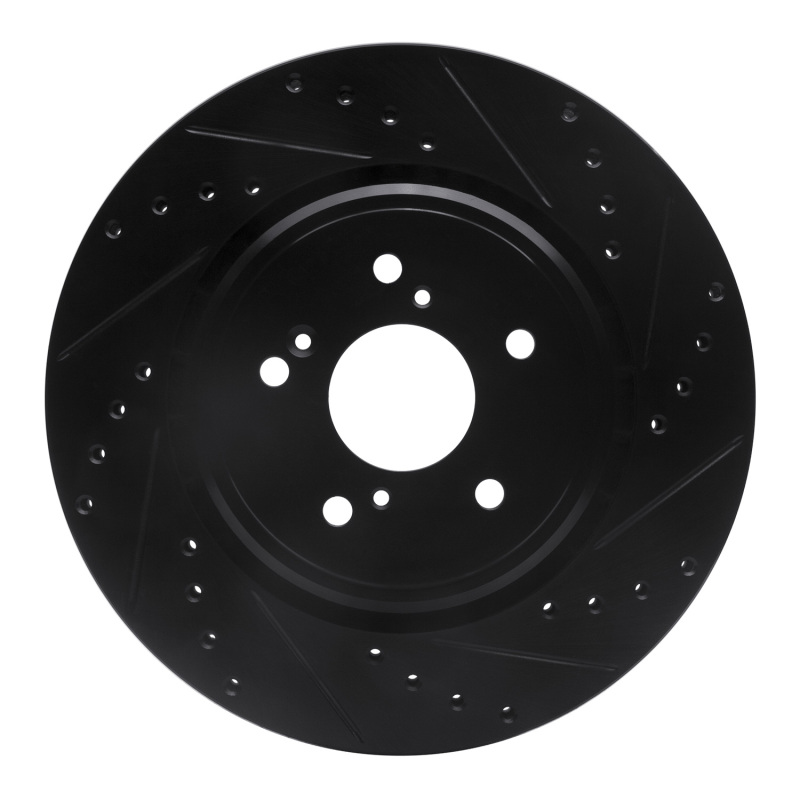 Picture of R1 14-20 Acura MDX Front Right Drilled & Slotted Black Brake Rotor