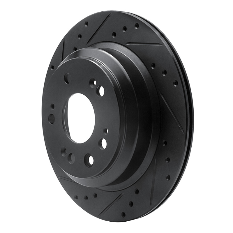Picture of R1 05-12 Acura RL Rear Left Drilled & Slotted Black Brake Rotor