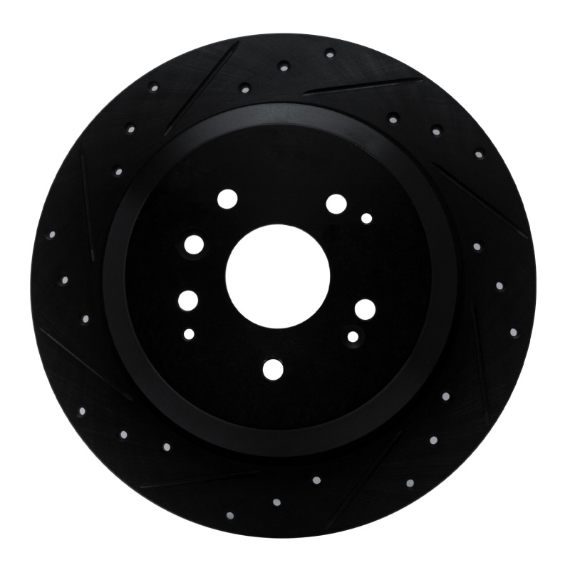 Picture of R1 14-16 Acura MDX Rear Left Drilled & Slotted Black Brake Rotor
