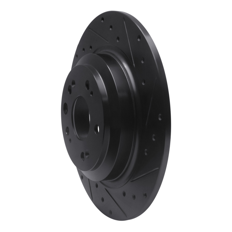 Picture of R1 09-14 Acura TL Rear Right Drilled & Slotted Black Brake Rotor