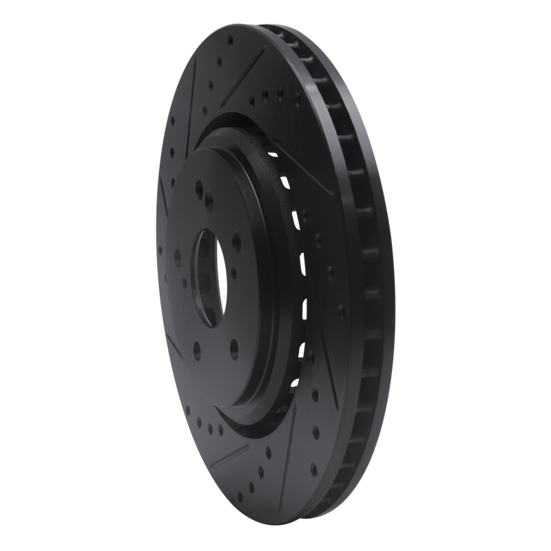 Picture of R1 14-20 Acura TLX Front Left Drilled & Slotted Black Brake Rotor