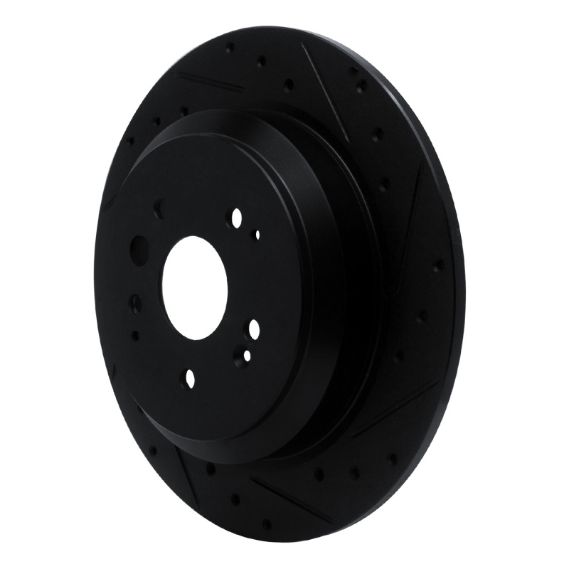 Picture of R1 14-16 Acura MDX Rear Right Drilled & Slotted Black Brake Rotor
