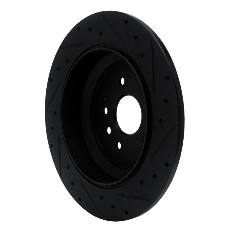 Picture of R1 14-16 Acura MDX Rear Left Drilled & Slotted Black Brake Rotor