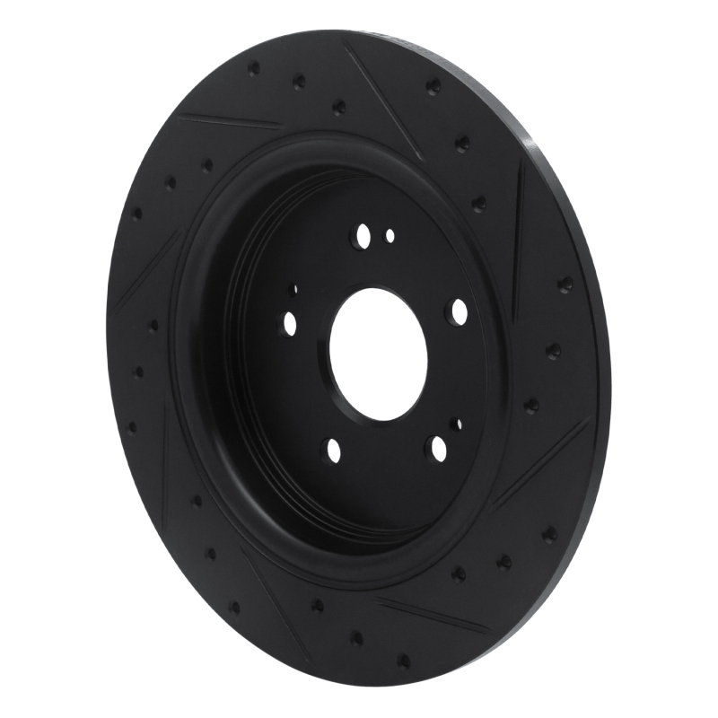 Picture of R1 15-25 Acura TLX Rear Left Drilled & Slotted Black Brake Rotor