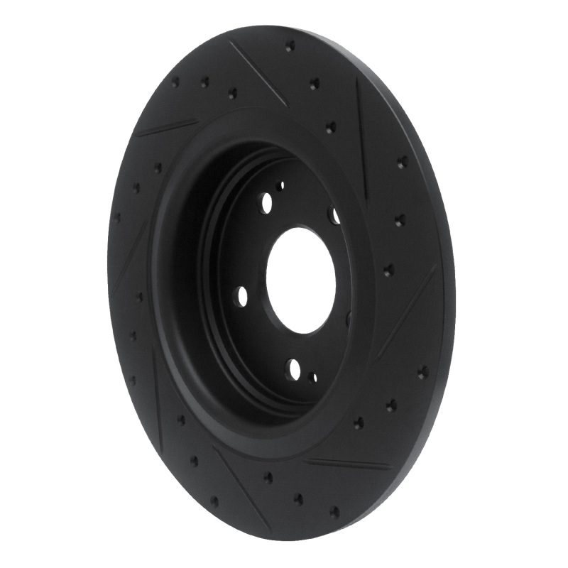 Picture of R1 17-20 Acura MDX Rear Left Drilled & Slotted Black Brake Rotor