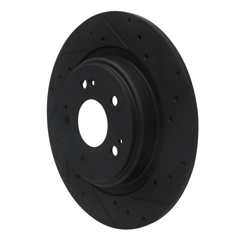 Picture of R1 17-20 Acura MDX Rear Right Drilled & Slotted Black Brake Rotor