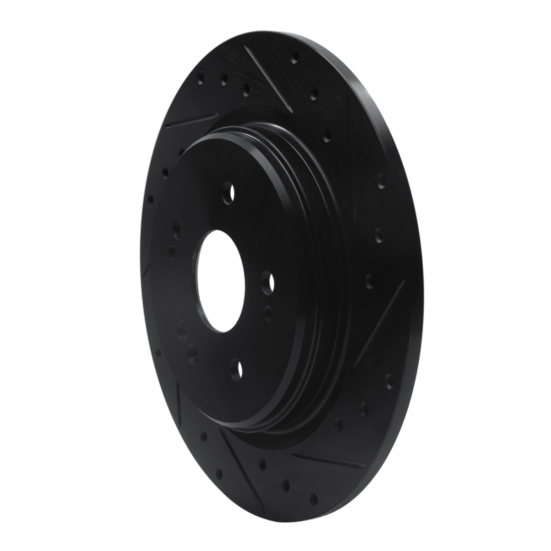 Picture of R1 15-25 Acura TLX Rear Right Drilled & Slotted Black Brake Rotor