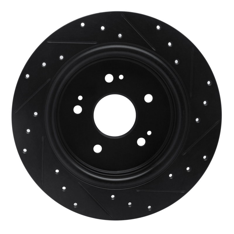 Picture of R1 15-25 Acura TLX Rear Left Drilled & Slotted Black Brake Rotor