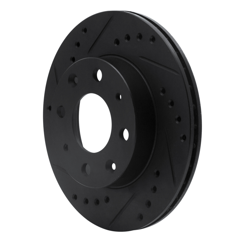 Picture of R1 84-06 Honda Civic Hatchback Front Left Drilled & Slotted Black Brake Rotor