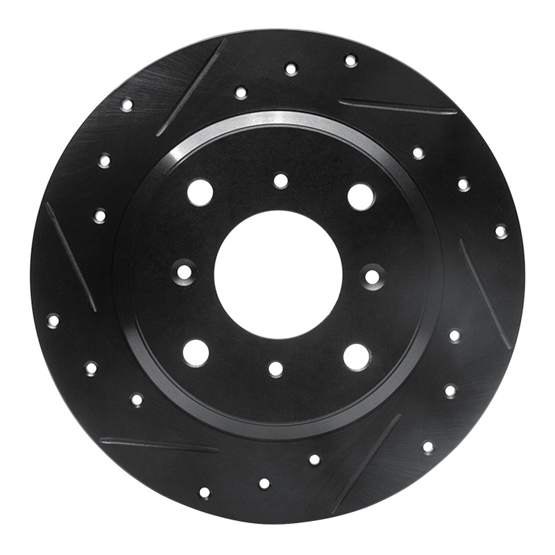 Picture of R1 86-96 Acura Legend Rear Left Drilled & Slotted Black Brake Rotor