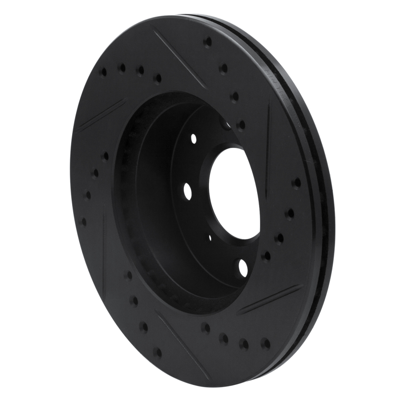 Picture of R1 84-90 Honda Accord Hatchback Front Left Drilled & Slotted Black Brake Rotor