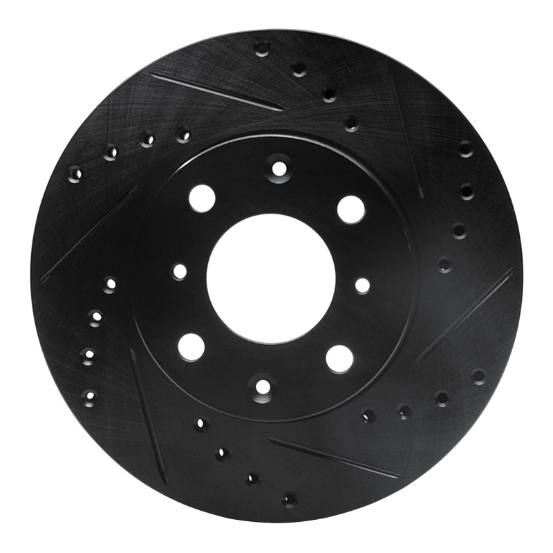 Picture of R1 86-91 Acura Integra Front Right Drilled & Slotted Black Brake Rotor