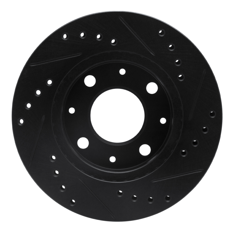 Picture of R1 84-06 Honda Civic Hatchback Front Left Drilled & Slotted Black Brake Rotor