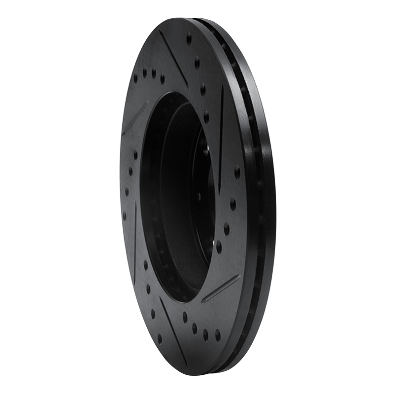 Picture of R1 86-91 Acura Integra Front Left Drilled & Slotted Black Brake Rotor