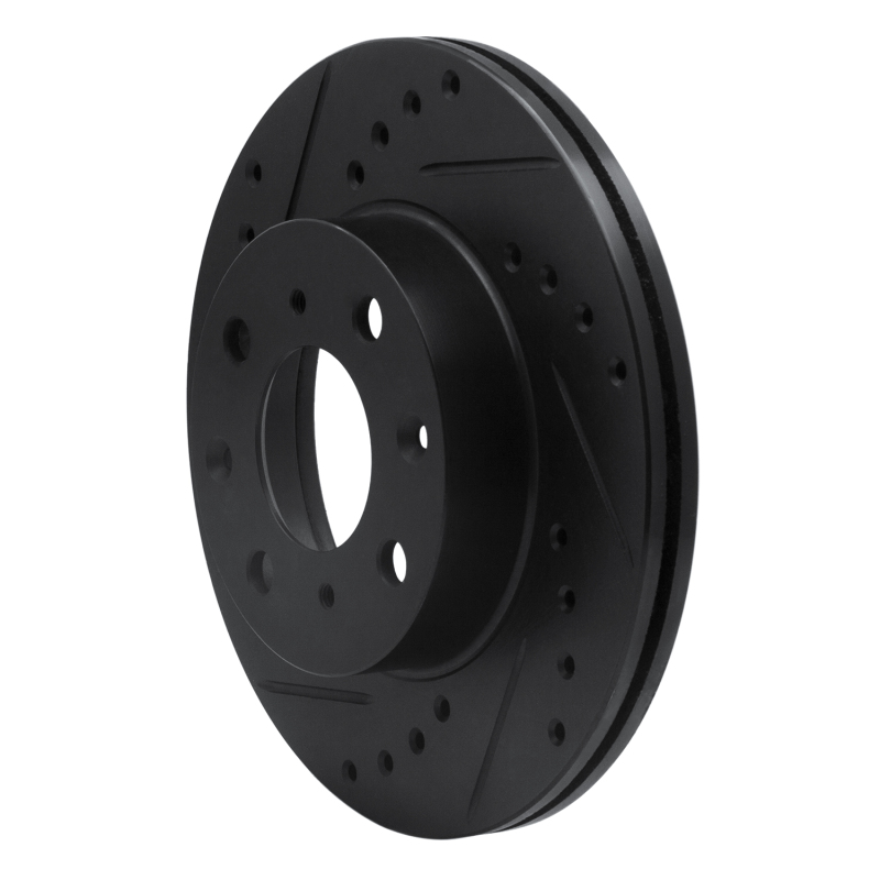 Picture of R1 84-90 Honda Accord Hatchback Front Left Drilled & Slotted Black Brake Rotor