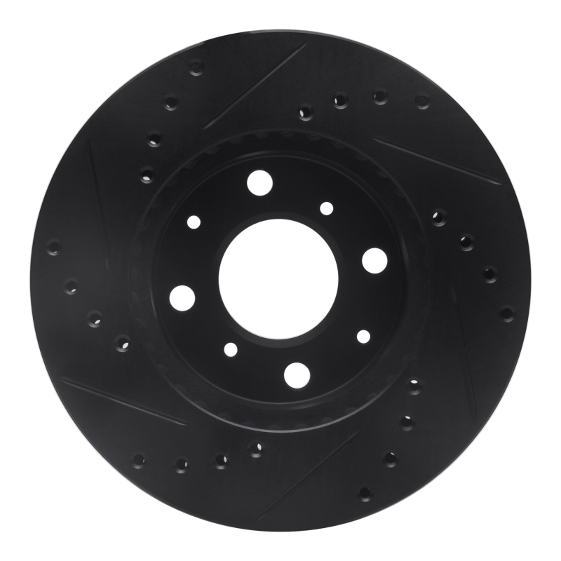 Picture of R1 84-90 Honda Accord Sedan Front Right Drilled & Slotted Black Brake Rotor