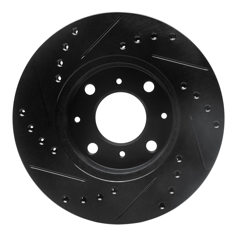 Picture of R1 86-91 Acura Integra Front Right Drilled & Slotted Black Brake Rotor