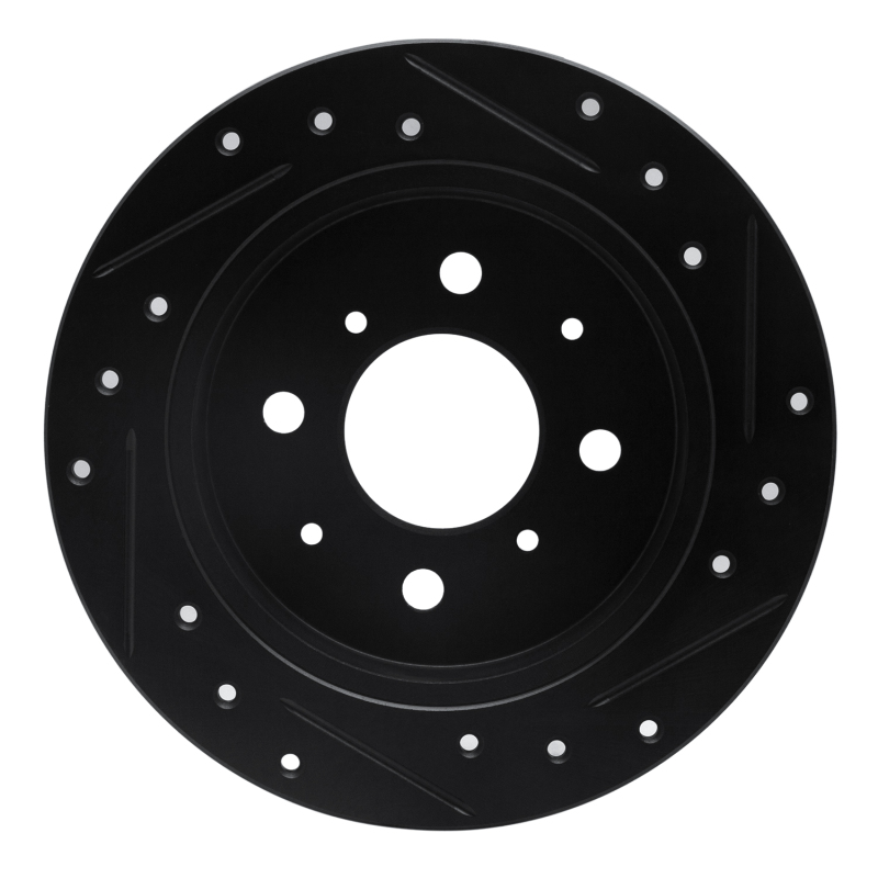 Picture of R1 88-01 Acura Integra Rear Left Drilled & Slotted Black Brake Rotor