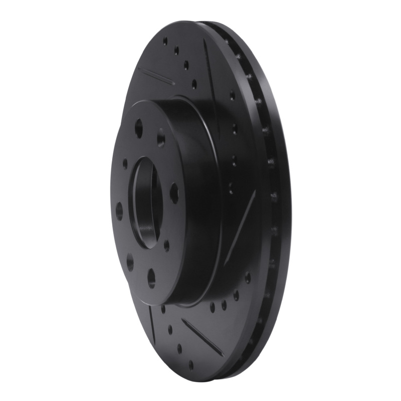 Picture of R1 90-00 Honda Civic Hatchback Front Right Drilled & Slotted Black Brake Rotor
