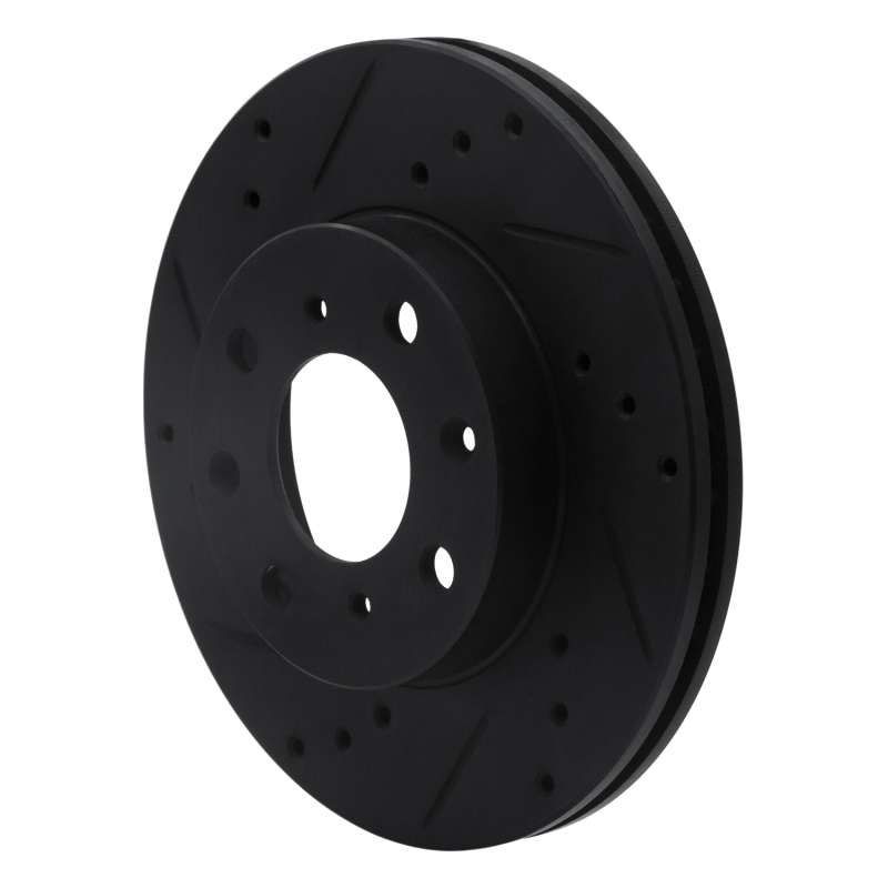 Picture of R1 90-00 Honda Civic Wagon Front Left Drilled & Slotted Black Brake Rotor