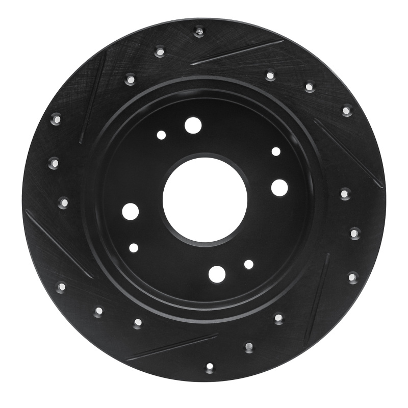 Picture of R1 92-97 Acura CL Rear Right Drilled & Slotted Black Brake Rotor