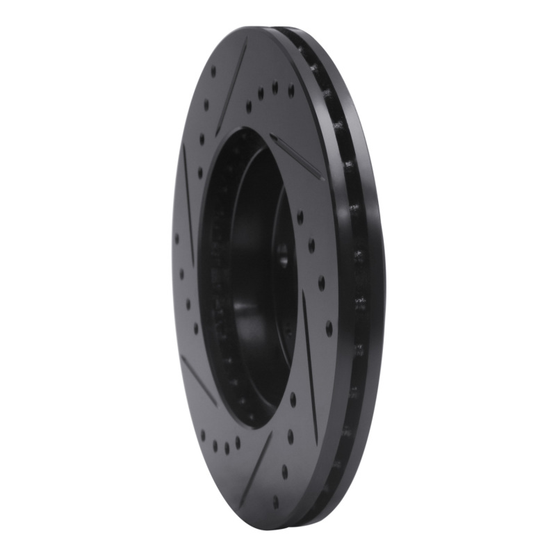 Picture of R1 90-00 Honda Civic Hatchback Front Right Drilled & Slotted Black Brake Rotor