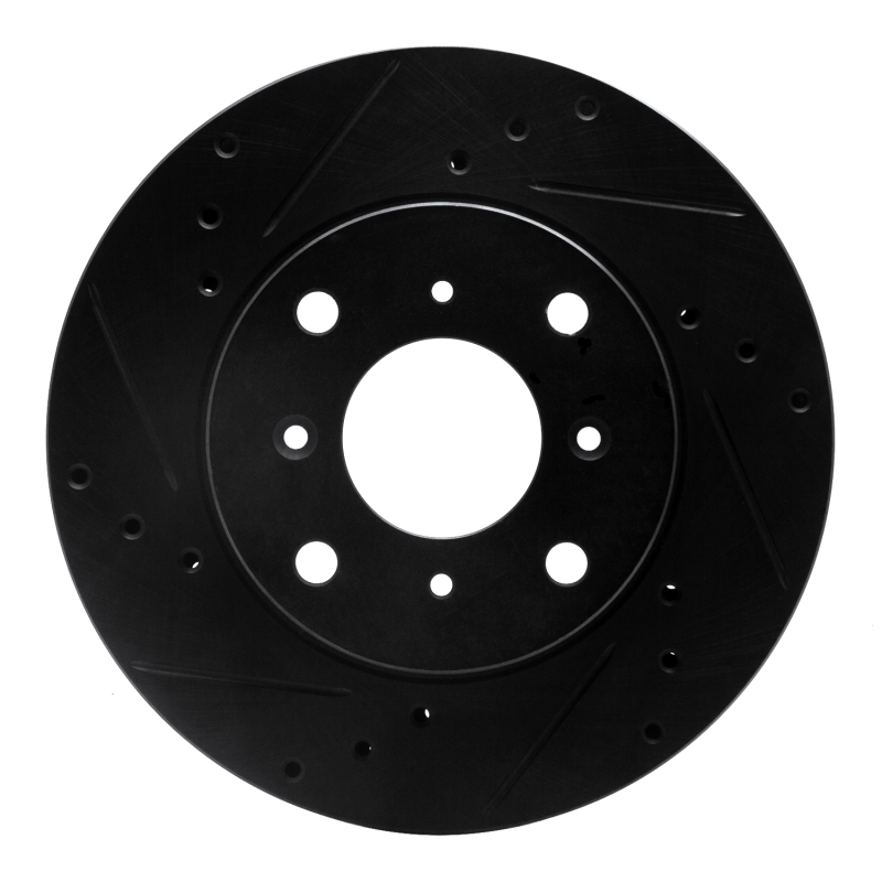 Picture of R1 92-96 Honda Prelude Front Left Drilled & Slotted Black Brake Rotor