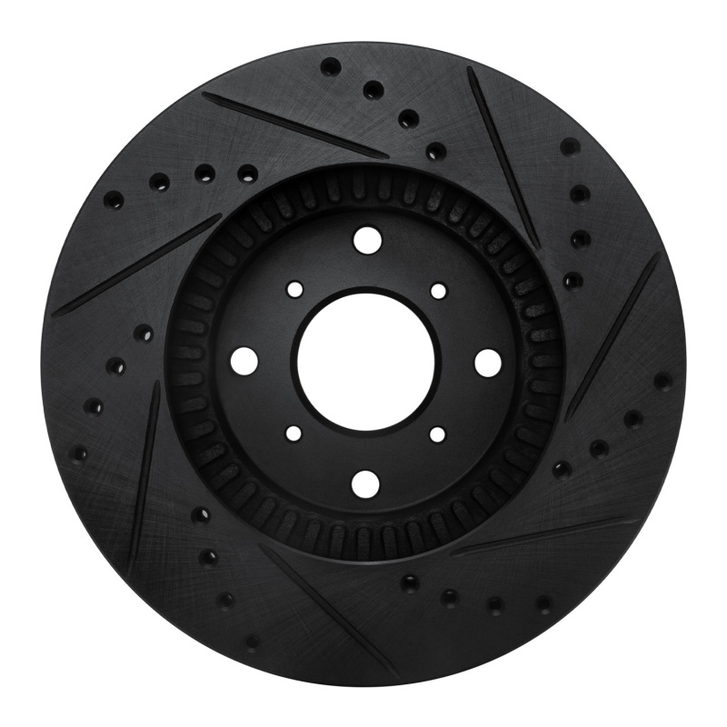 Picture of R1 92-96 Honda Prelude Front Left Drilled & Slotted Black Brake Rotor