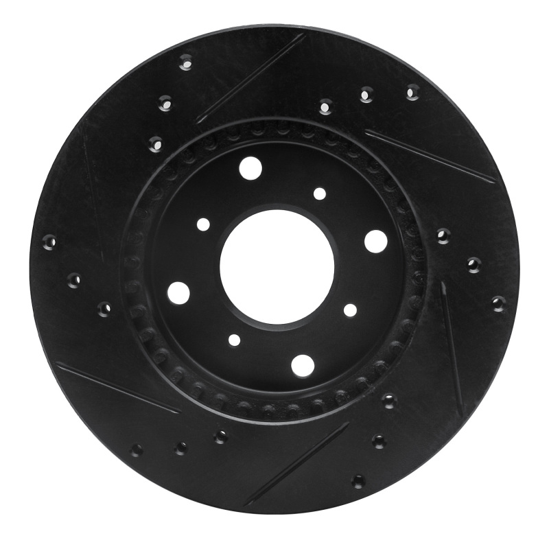 Picture of R1 92-96 Honda Prelude Front Right Drilled & Slotted Black Brake Rotor