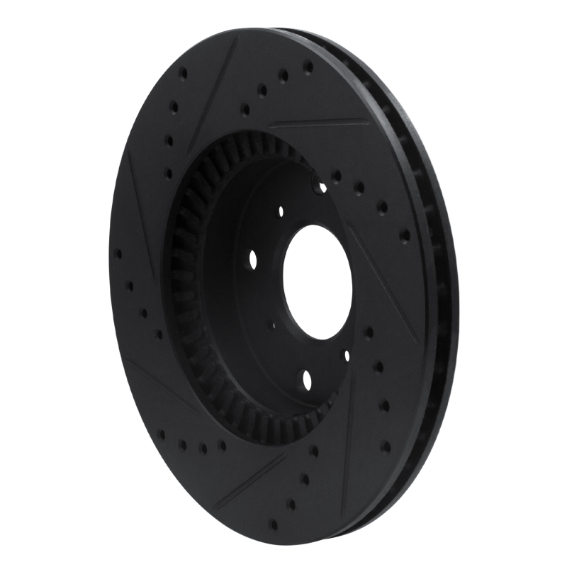 Picture of R1 92-96 Honda Prelude Front Right Drilled & Slotted Black Brake Rotor