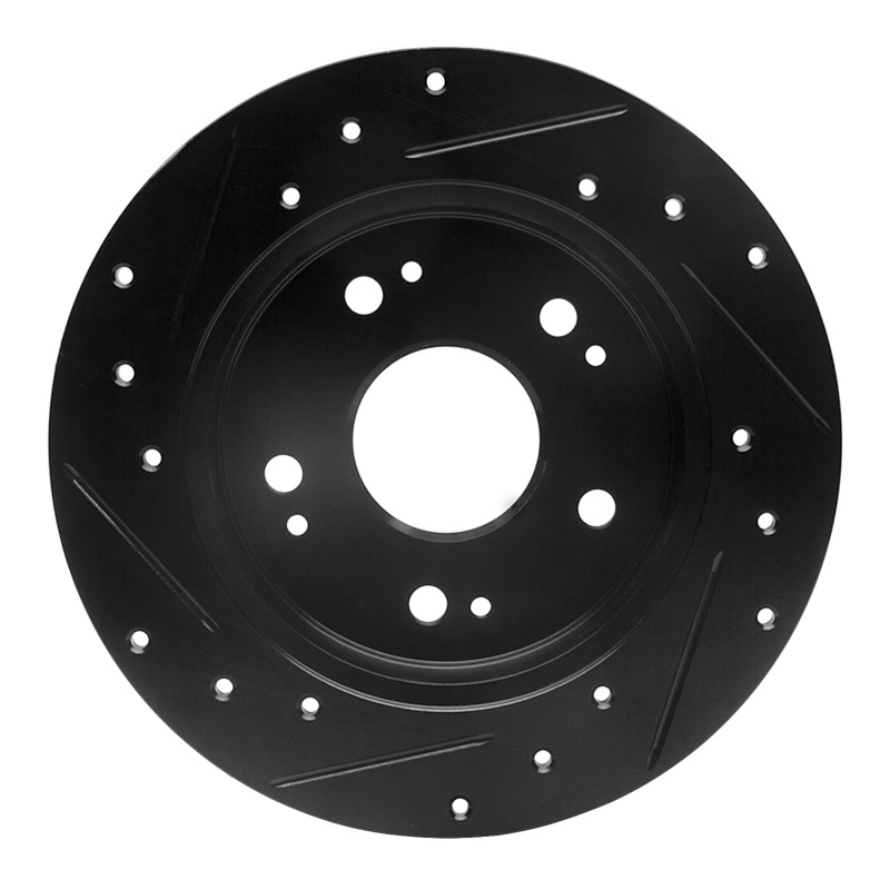 Picture of R1 97-15 Acura CSX Rear Right Drilled & Slotted Black Brake Rotor