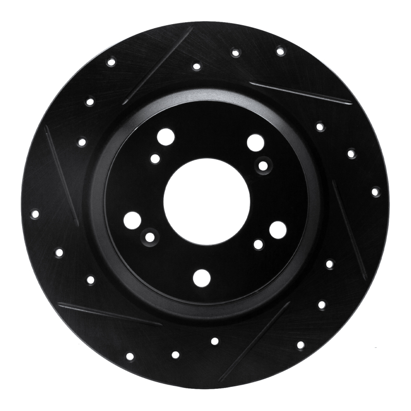 Picture of R1 00-09 Honda S2000 Rear Left Drilled & Slotted Black Brake Rotor