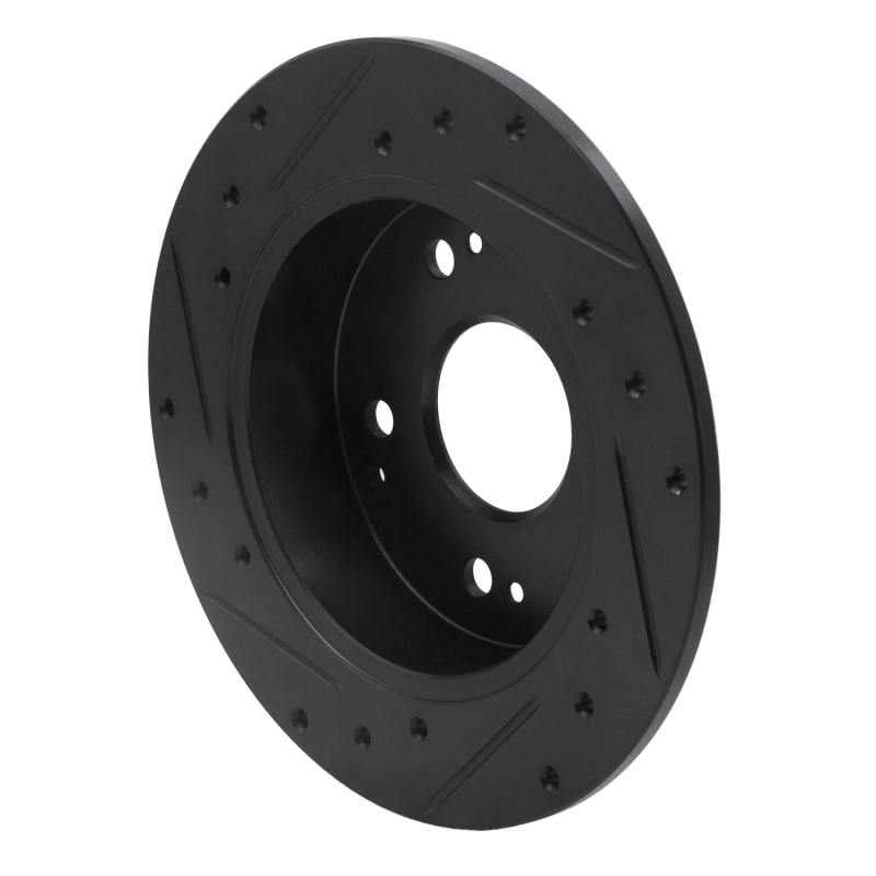 Picture of R1 97-06 Acura Integra Rear Right Drilled & Slotted Black Brake Rotor