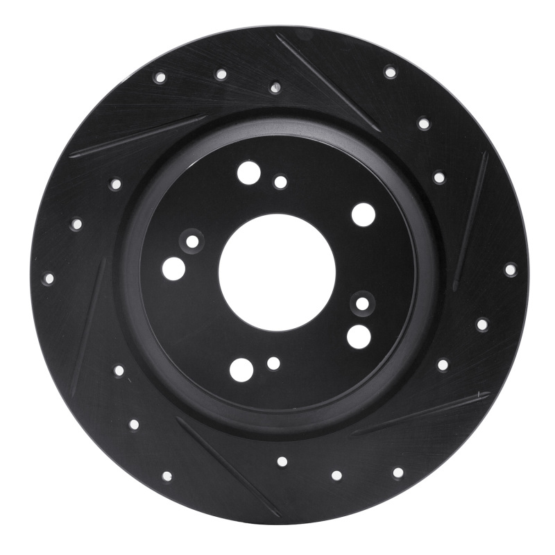 Picture of R1 00-09 Honda S2000 Rear Right Drilled & Slotted Black Brake Rotor