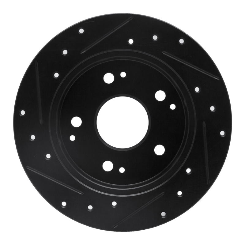 Picture of R1 97-06 Acura Integra Rear Right Drilled & Slotted Black Brake Rotor