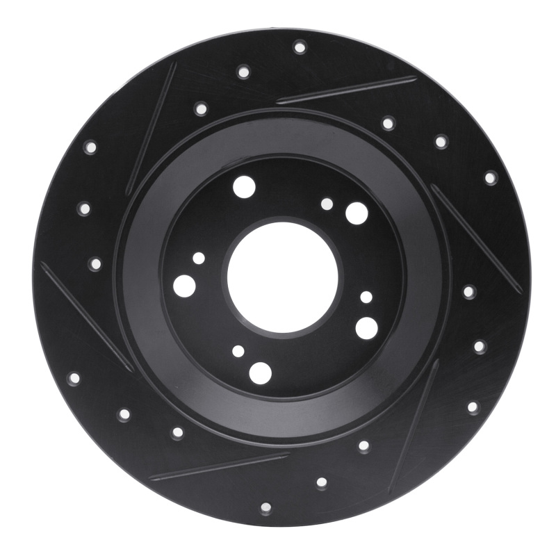 Picture of R1 00-09 Honda S2000 Rear Right Drilled & Slotted Black Brake Rotor