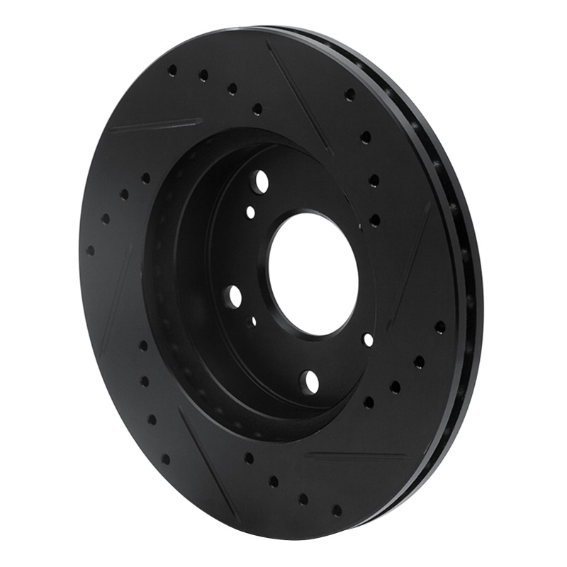 Picture of R1 02-15 Acura RSX Front Left Drilled & Slotted Black Brake Rotor