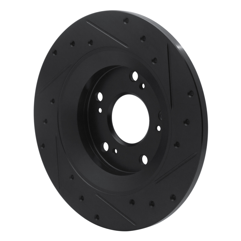 Picture of R1 00-09 Honda S2000 Rear Left Drilled & Slotted Black Brake Rotor