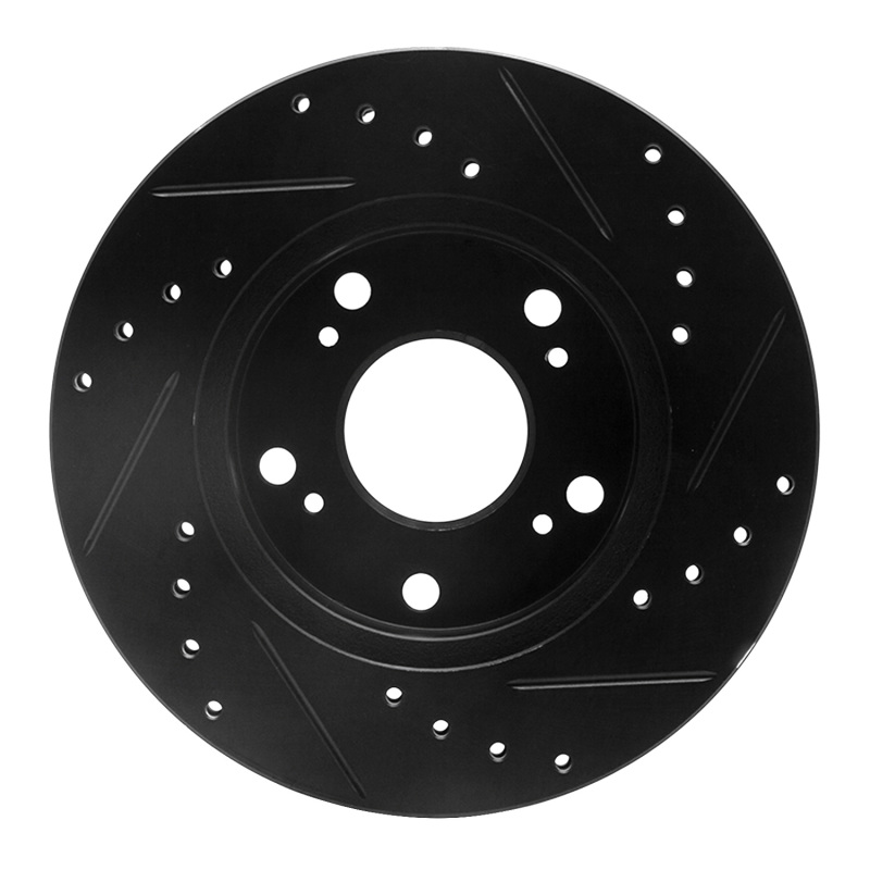 Picture of R1 02-15 Acura RSX Front Left Drilled & Slotted Black Brake Rotor