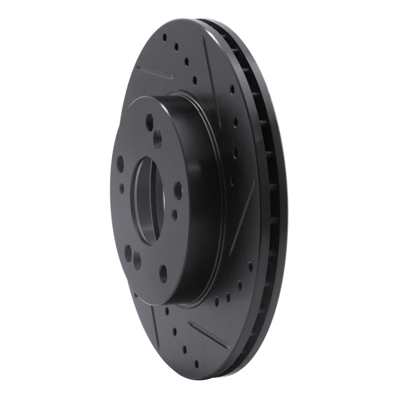 Picture of R1 02-15 Acura RSX Front Right Drilled & Slotted Black Brake Rotor