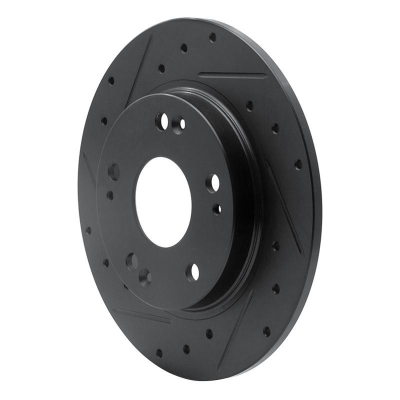 Picture of R1 11-15 Honda CR-Z Rear Left Drilled & Slotted Black Brake Rotor