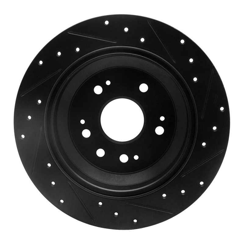 Picture of R1 10-15 Honda Crosstour Rear Left Drilled & Slotted Black Brake Rotor
