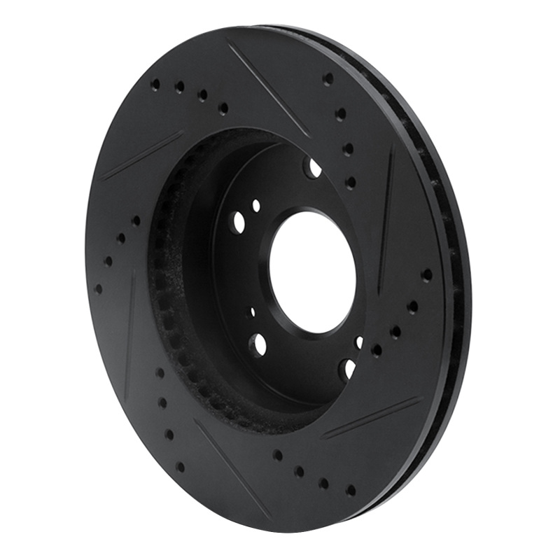 Picture of R1 12-15 Acura ILX Front Left Drilled & Slotted Black Brake Rotor