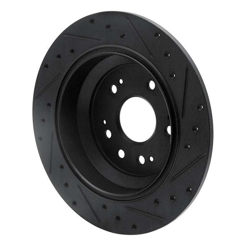 Picture of R1 10-15 Honda Crosstour Rear Left Drilled & Slotted Black Brake Rotor