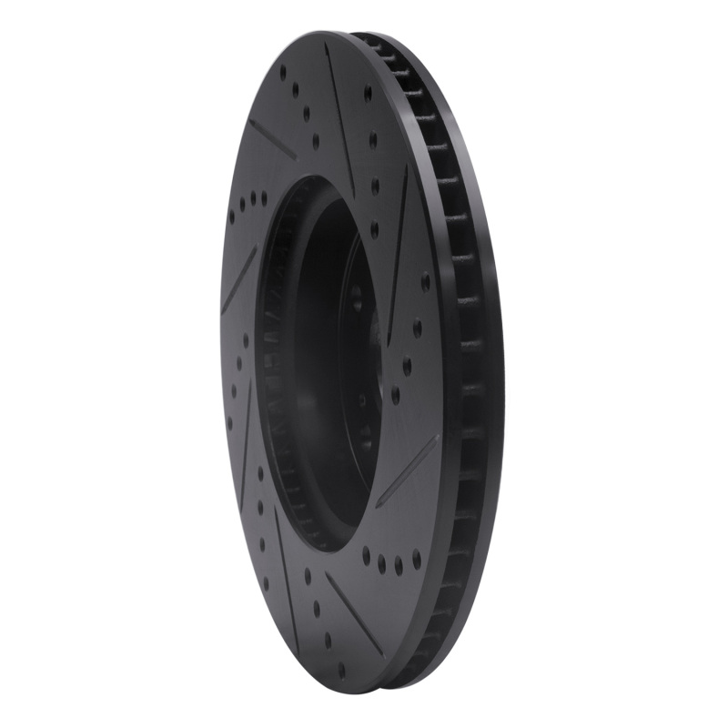 Picture of R1 13-22 Honda Accord Coupe Front Left Drilled & Slotted Black Brake Rotor