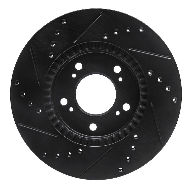 Picture of R1 91-01 Acura Integra Front Right Drilled & Slotted Black Brake Rotor